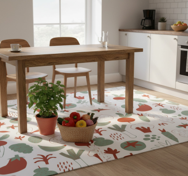 Alfombra vinílica cocina verduras coloridas - TenVinilo