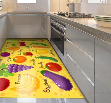 Alfombra vinílica cocina verduras de frutas coloridas - TenVinilo