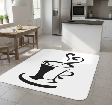 Alfombra vinílica cocina café con corazón - TenVinilo