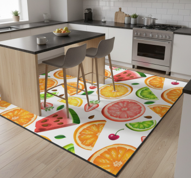 Alfombra vinílica cocina vinilo frutas cenefa - TenVinilo
