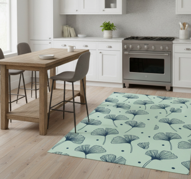 Alfombra vinílica cocina wallpaper floral azul - TenVinilo