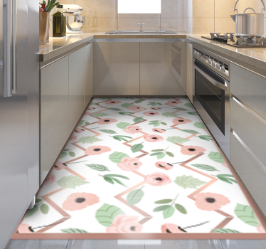 Alfombra vinílica cocina Zig zaks florales - TenVinilo