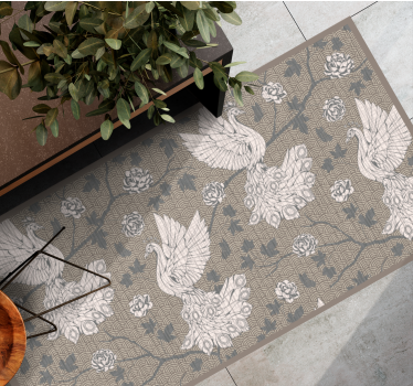 Alfombra vinílica de animales Pájaros yute - TenVinilo
