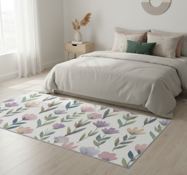 Alfombra vinílica dormitorio adhesivo floral nórdico - TenVinilo