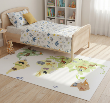 Alfombra vinílica dormitorio animales coloridos del mundo - TenVinilo