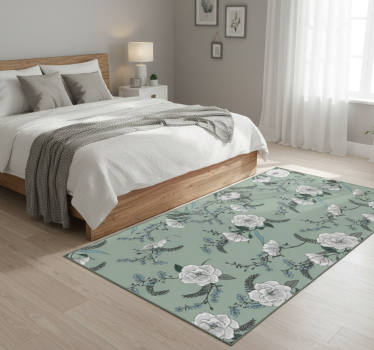 Alfombra vinílica dormitorio árbol magnolia blanca - TenVinilo
