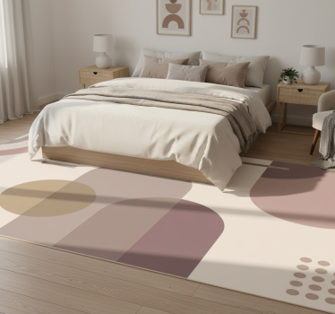 Alfombra vinílica dormitorio arte moderno geométrico marrón - TenVinilo