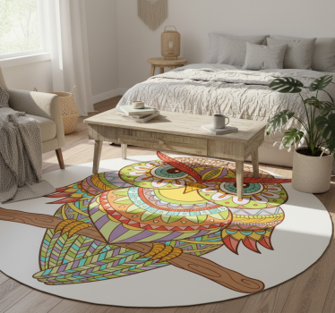 Alfombra vinílica dormitorio ave huichol - TenVinilo