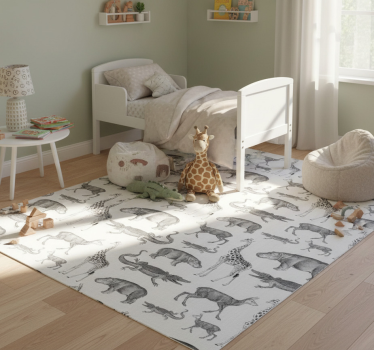 Alfombra vinílica dormitorio borde de animales y árboles - TenVinilo