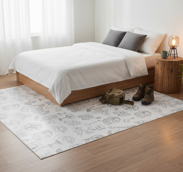 Alfombra vinílica dormitorio brújula y montañas - TenVinilo