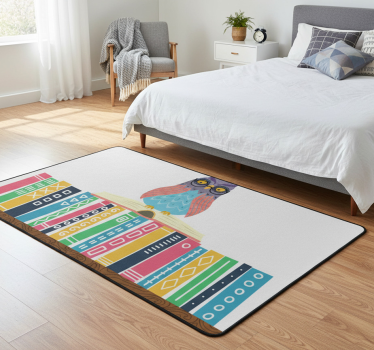 Alfombra vinílica dormitorio búho de dibujos con gafas - TenVinilo