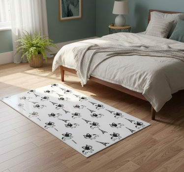 Alfombra vinílica dormitorio bulldog francés en parís - TenVinilo