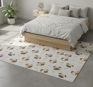Alfombra vinílica dormitorio con estampado de bulldogs - TenVinilo