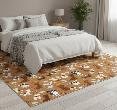 Alfombra vinílica dormitorio con patrón de perros adorables - TenVinilo