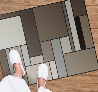 Alfombra vinílica dormitorio Cuadrados marrones - TenVinilo