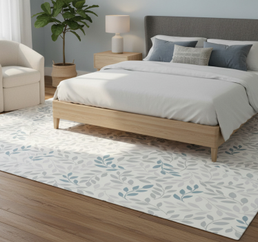 Alfombra vinílica dormitorio degradado azul hojas pequeñas - TenVinilo