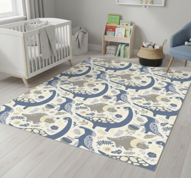 Alfombra vinílica dormitorio dinosaurios azules nórdicos - TenVinilo