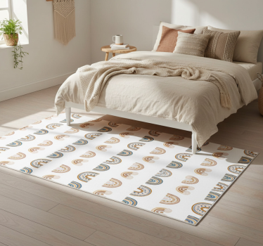 Alfombra vinílica dormitorio diseño de arcoíris otoñal - TenVinilo