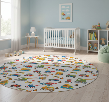 Alfombra vinílica dormitorio diseño de excavadoras - TenVinilo