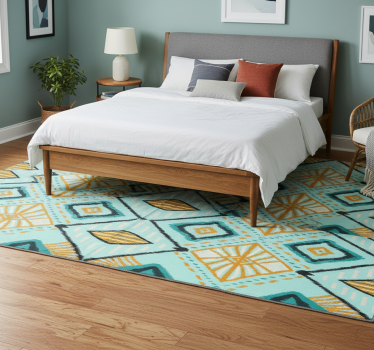 Alfombra vinílica dormitorio diseño geométrico africano - TenVinilo