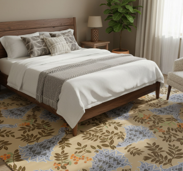Alfombra vinílica dormitorio diseño pavo real gris africano - TenVinilo