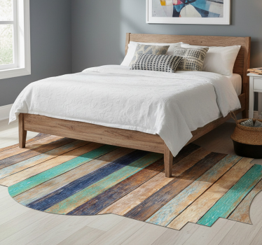 Alfombra vinílica dormitorio diseño tablones madera marrón - TenVinilo