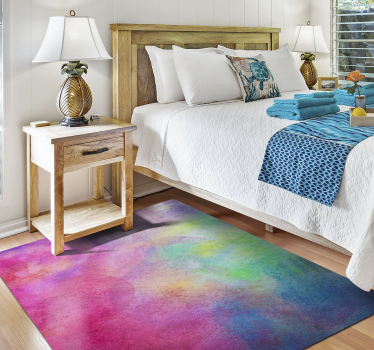 Alfombra vinílica dormitorio efecto acuarela colorido - TenVinilo