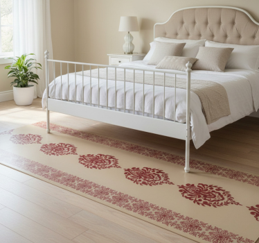 Alfombra vinílica dormitorio estampado floral beige - TenVinilo