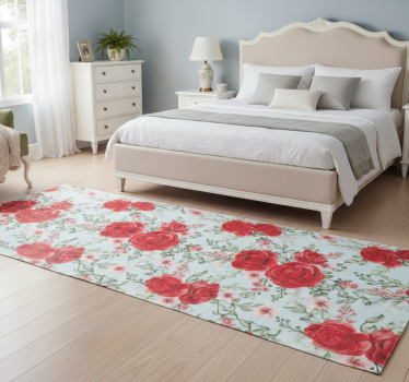 Alfombra vinílica dormitorio estilo flores vintage - TenVinilo