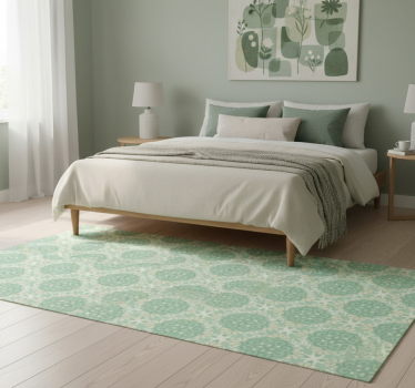Alfombra vinílica dormitorio estilo nórdico floral verde - TenVinilo