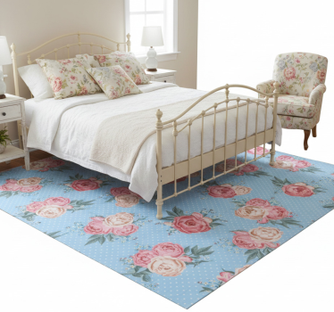 Alfombra vinílica dormitorio estilo shabby chic con lunares - TenVinilo