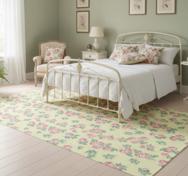 Alfombra vinílica dormitorio estilo shabby chic con puntos - TenVinilo