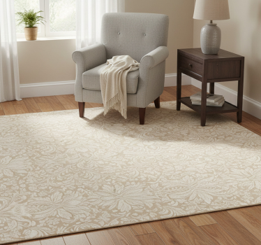 Alfombra vinílica dormitorio floral beige clásico - TenVinilo