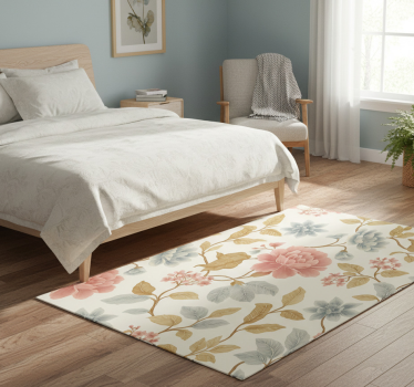 Alfombra vinílica dormitorio floral romántico - TenVinilo
