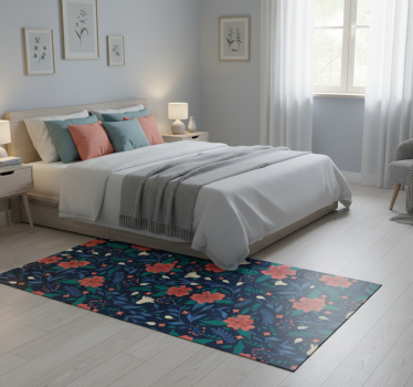 Alfombra vinílica dormitorio flores artísticas nórdicas - TenVinilo