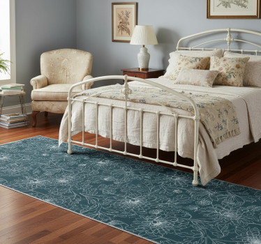 Alfombra vinílica dormitorio flores blancas grandmillenial - TenVinilo