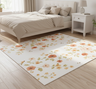 Alfombra vinílica dormitorio flores blancas pequeñas - TenVinilo