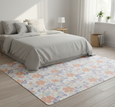 Alfombra vinílica dormitorio flores originales nórdicas - TenVinilo