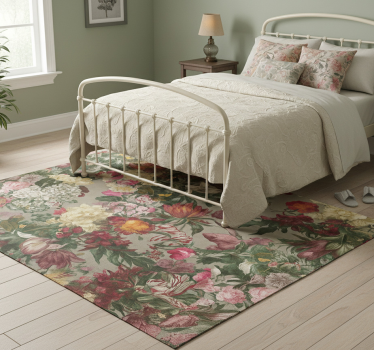 Alfombra vinílica dormitorio flores vintage - TenVinilo