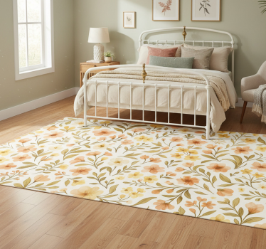 Alfombra vinílica dormitorio flores vintage floral - TenVinilo