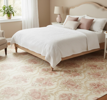 Alfombra vinílica dormitorio flores vintage lavadas - TenVinilo