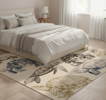 Alfombra vinílica dormitorio fondo beige tortugas - TenVinilo