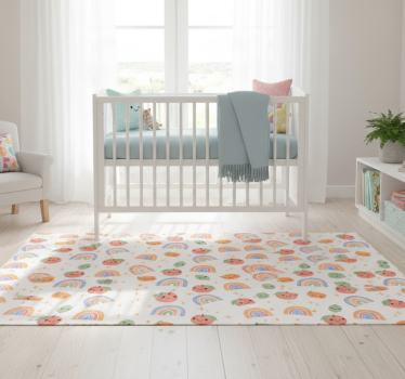 Alfombra vinílica dormitorio frutas bebés con cara - TenVinilo