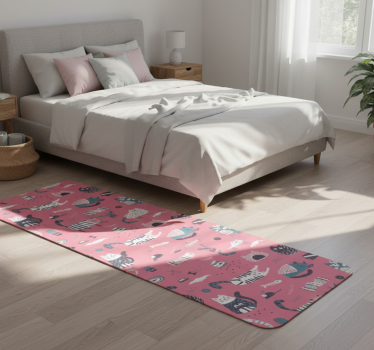 Alfombra vinílica dormitorio gatitos nórdicos - TenVinilo