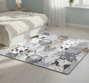 Alfombra vinílica dormitorio gatos de caricatura - TenVinilo