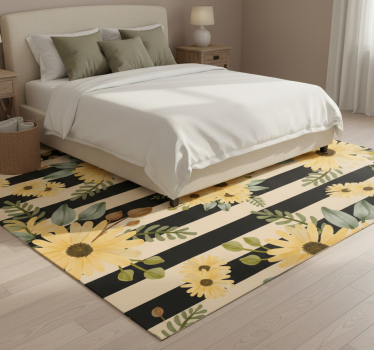 Alfombra vinílica dormitorio girasoles de otoño rayas - TenVinilo