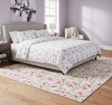 Alfombra vinílica dormitorio hermosa magnolia púrpura - TenVinilo
