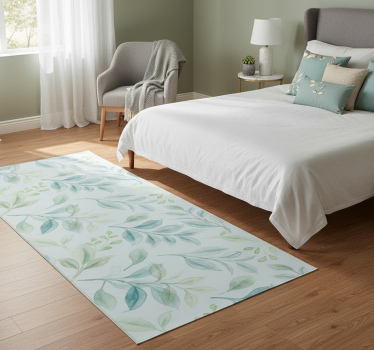 Alfombra vinílica dormitorio hojas verdes delgadas - TenVinilo