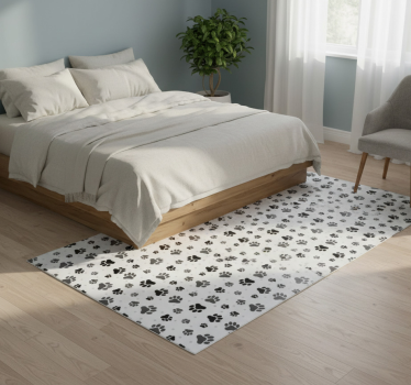Alfombra vinílica dormitorio huellas de mascotas - TenVinilo