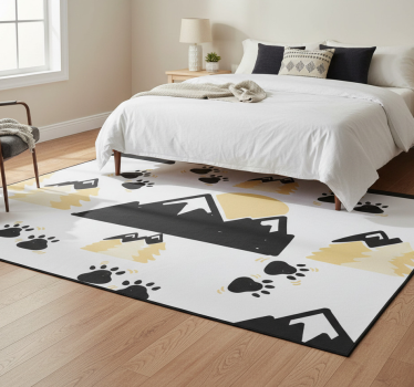 Alfombra vinílica dormitorio huellas en la montaña - TenVinilo